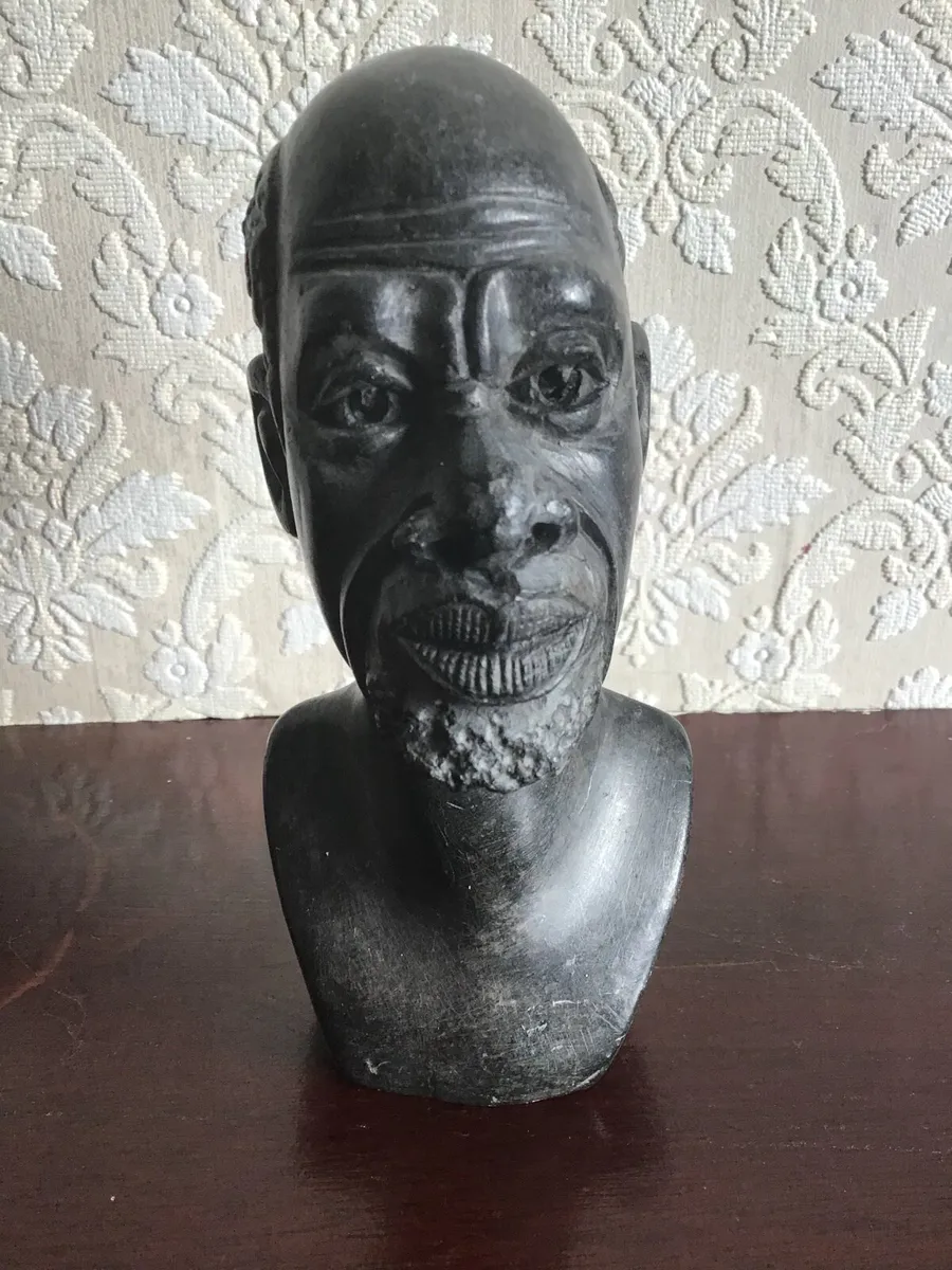 Vintage African Hand Carved Stone Art Bust - Image 3