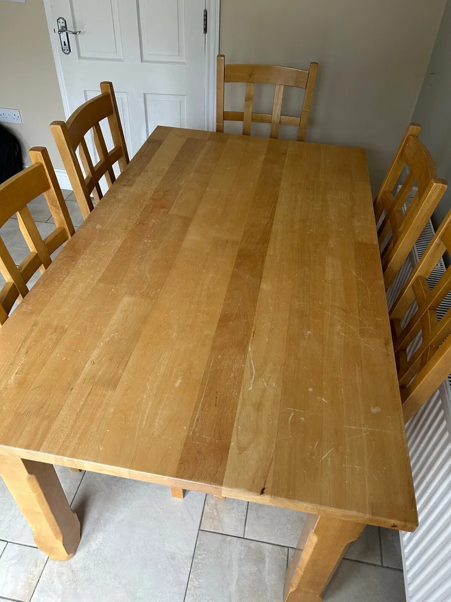 Solid wood dining table + 6 chairs - Image 3