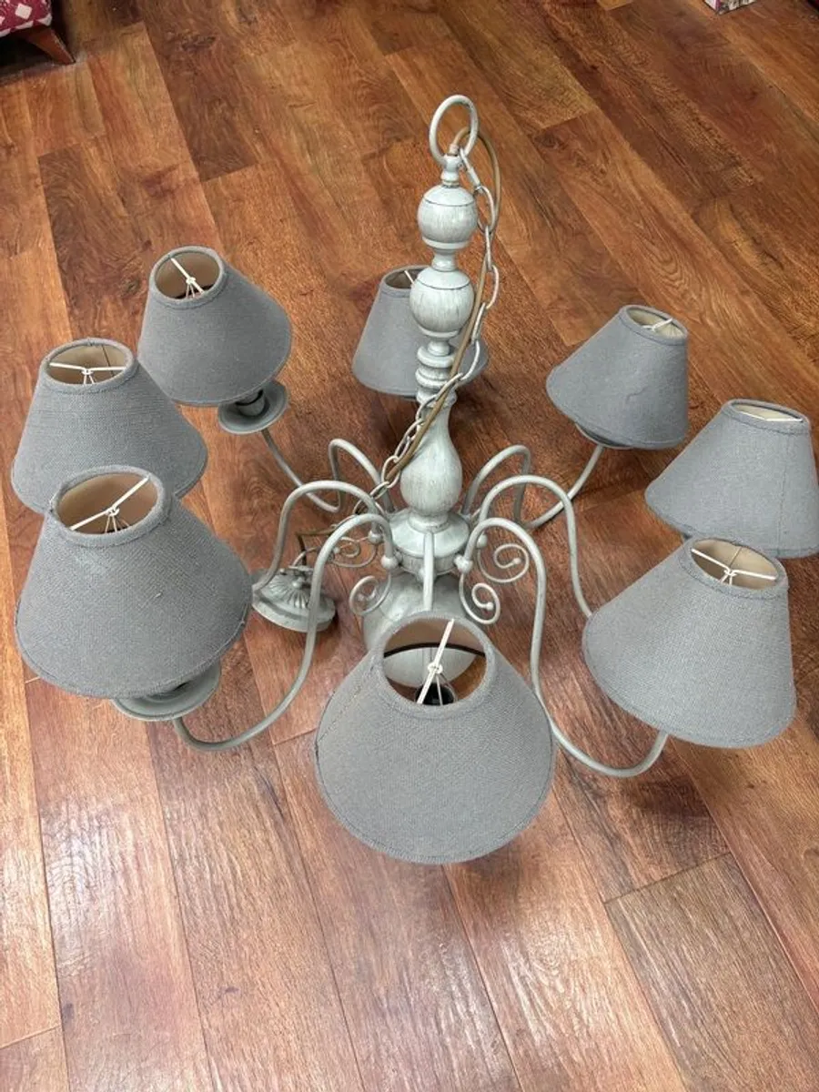 8 Light Chandelier with shades - Image 1