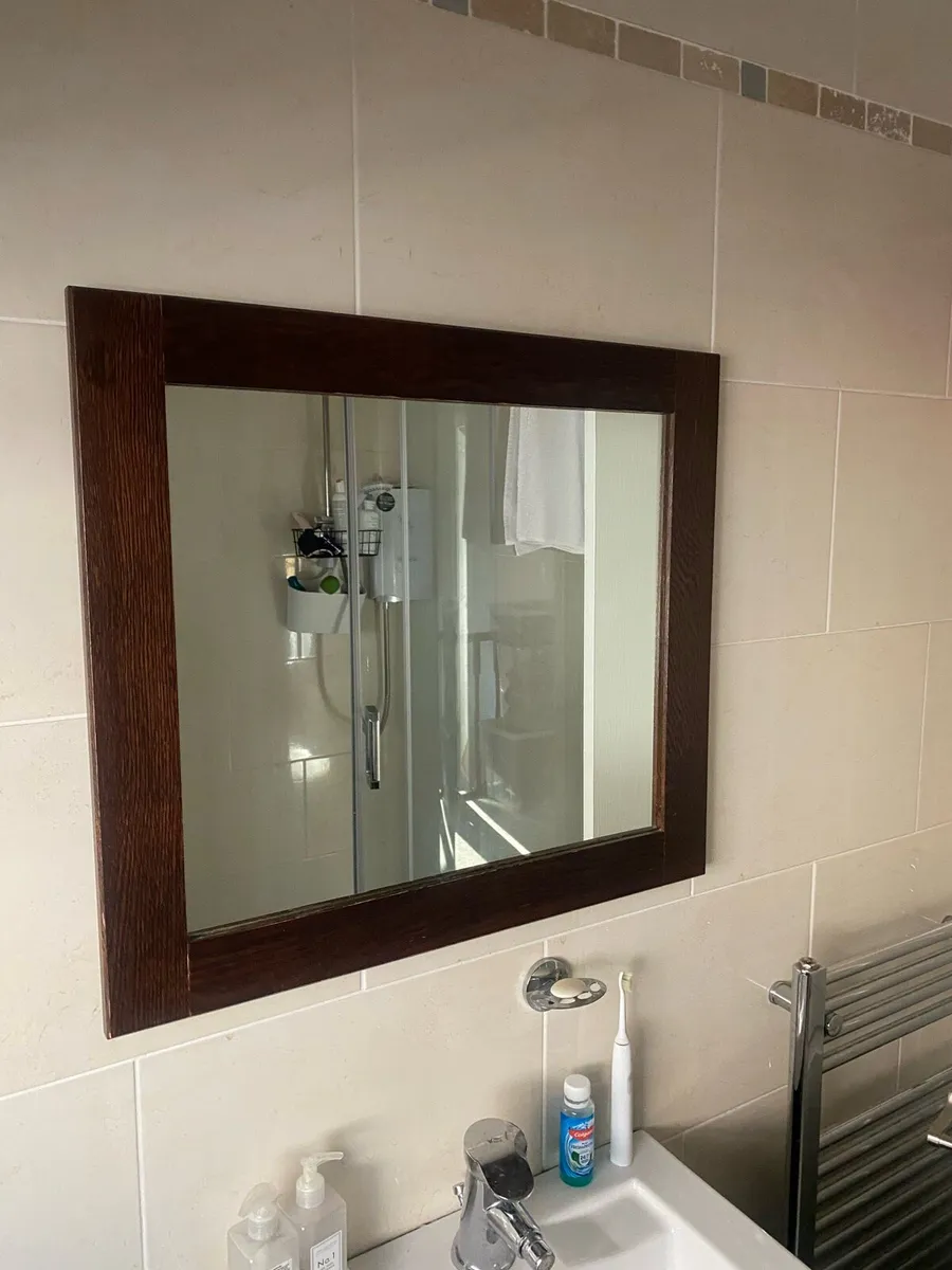 Wooden bathroom mirror