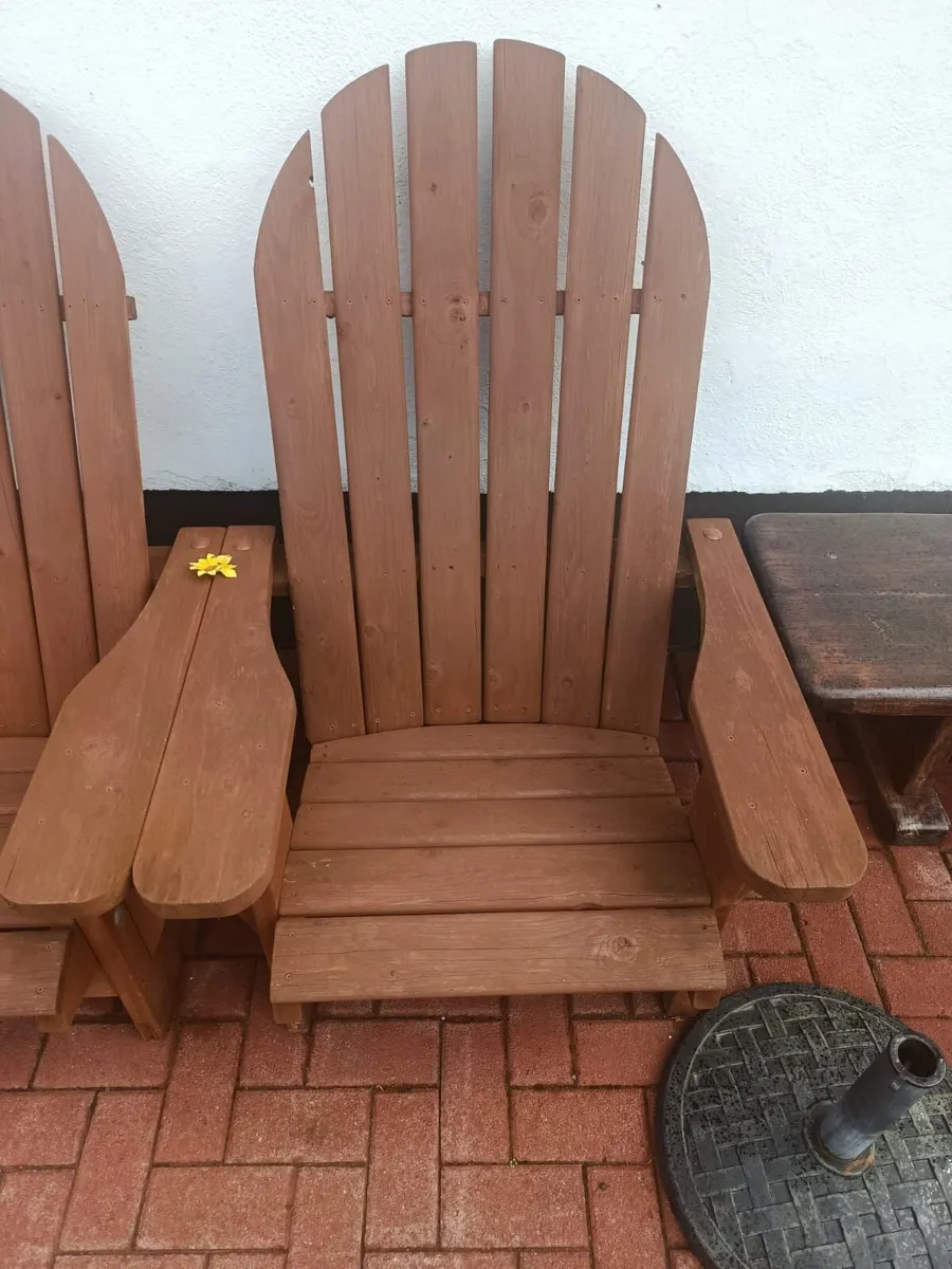 2 Handmade Wooden Adirondack Garden Chairs - Image 4