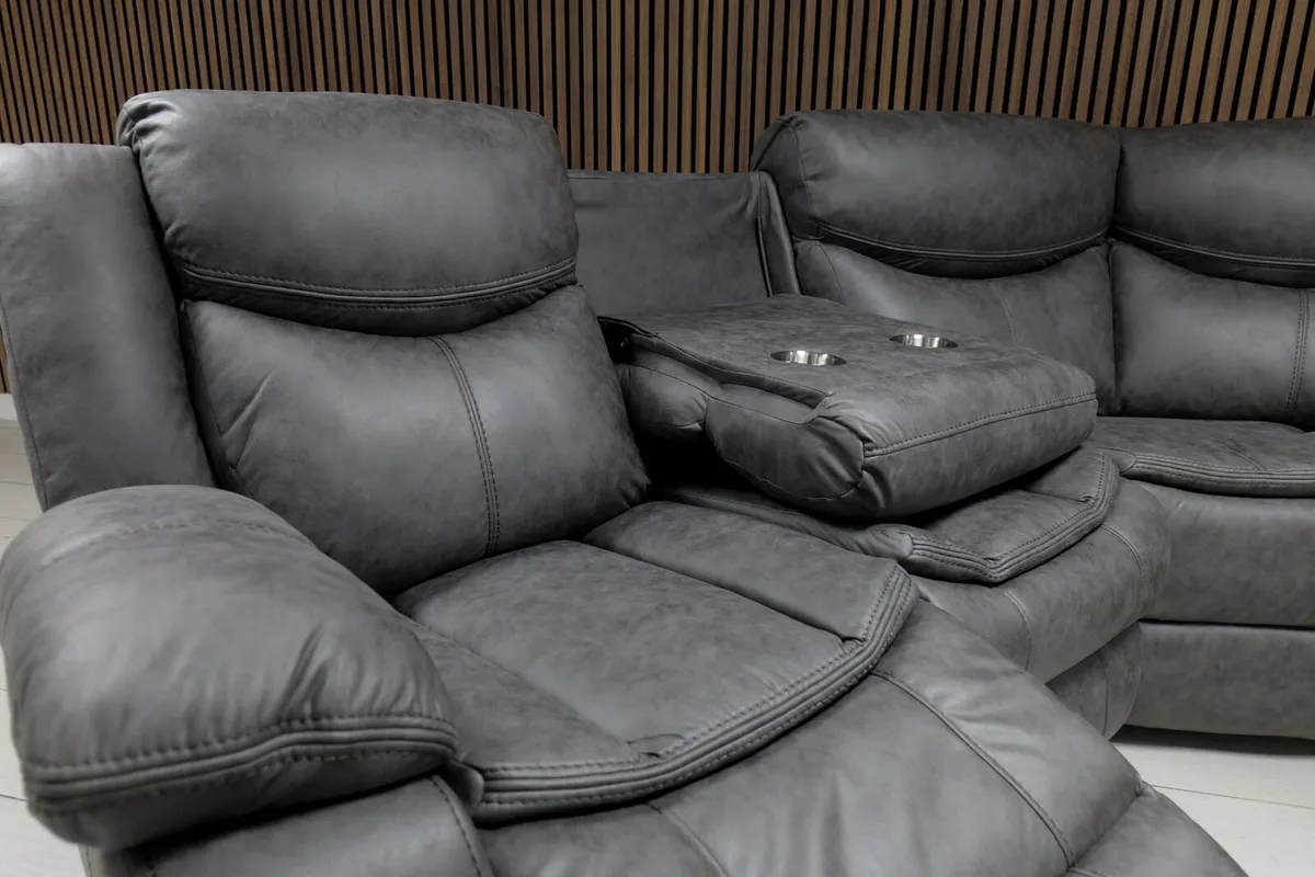 Valerie Manual Corner Suede Leather Recliner Sofa - Image 4