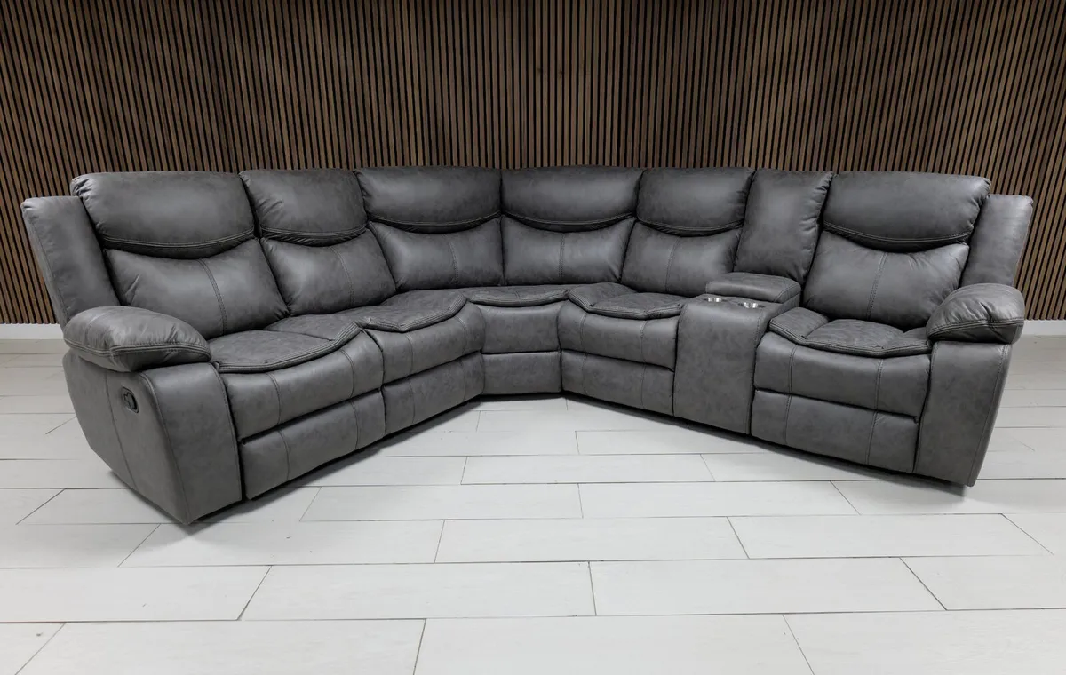 Valerie Manual Corner Suede Leather Recliner Sofa - Image 2