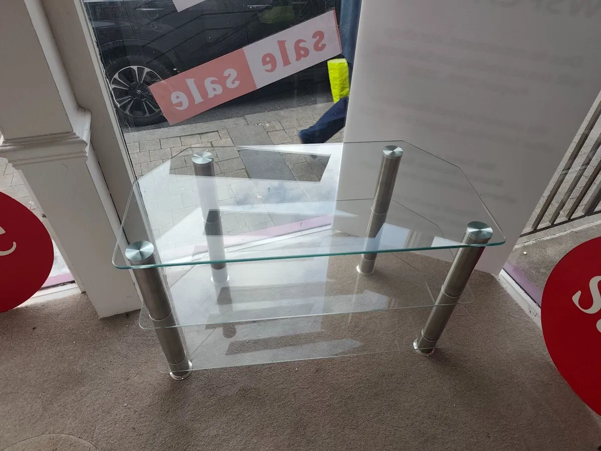 TV stand  glass and chrome. - Image 2