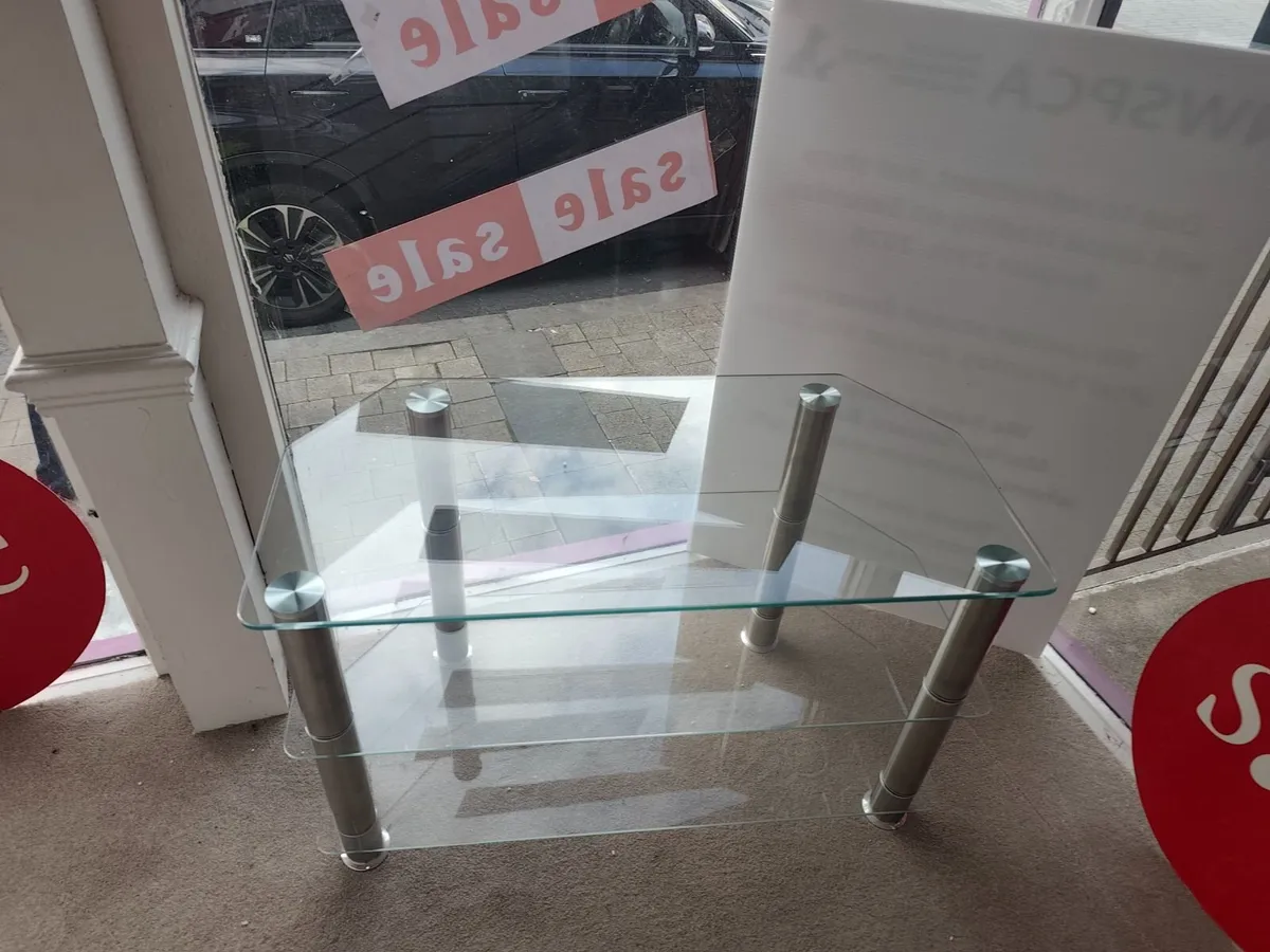 TV stand  glass and chrome. - Image 3