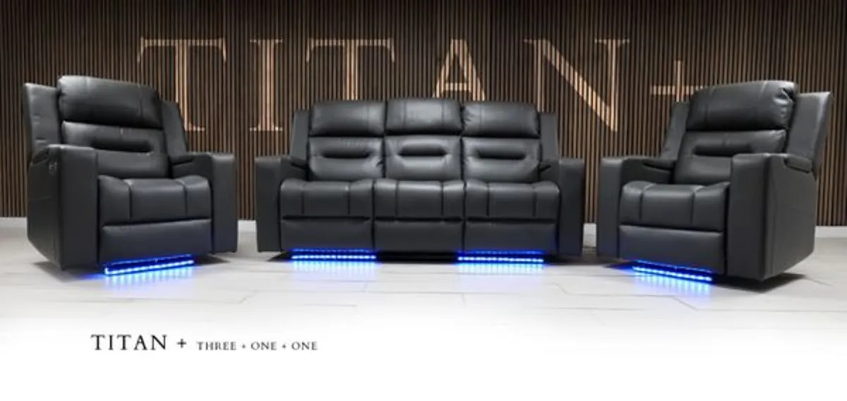 3+1+1 Leather & Fabric Recliner Sofa Sets - Image 1
