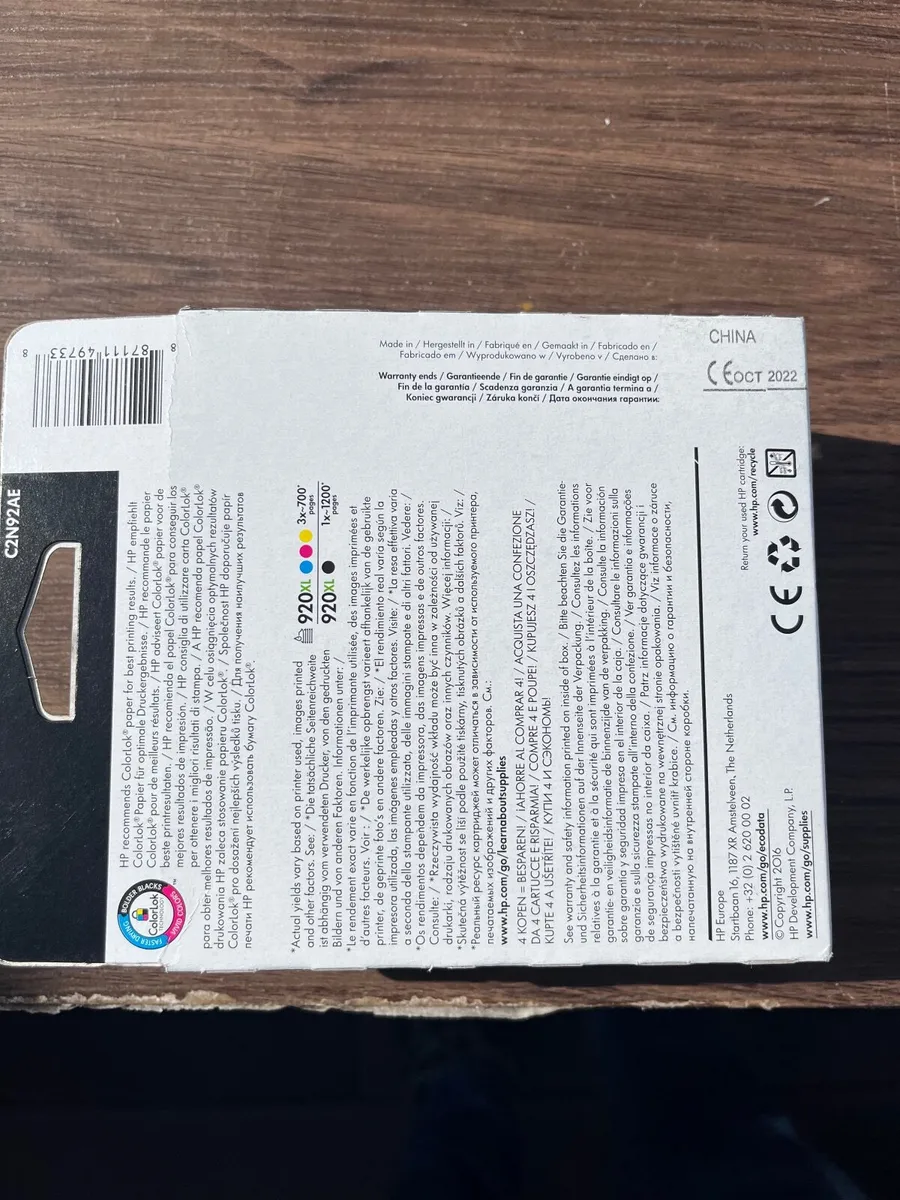 Set  of HP 920XL Colour Ink Cartridges - Image 2