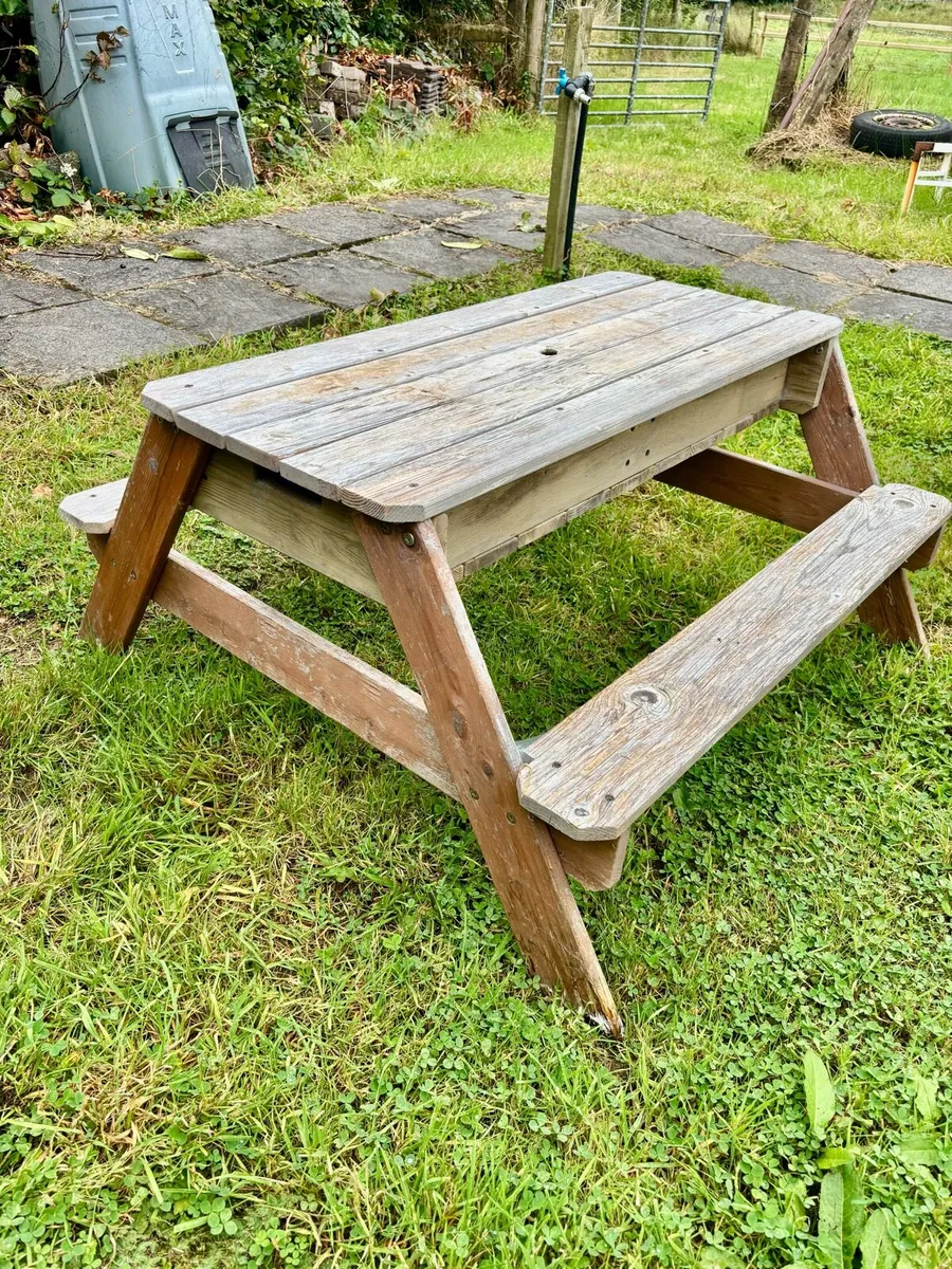 Kids Wooden Picnic Table with Sand & Water Trays - Image 1