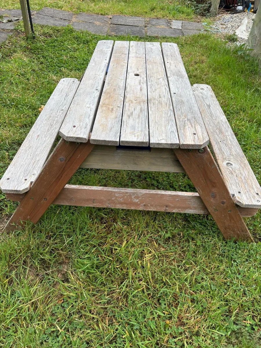 Kids Wooden Picnic Table with Sand & Water Trays - Image 3