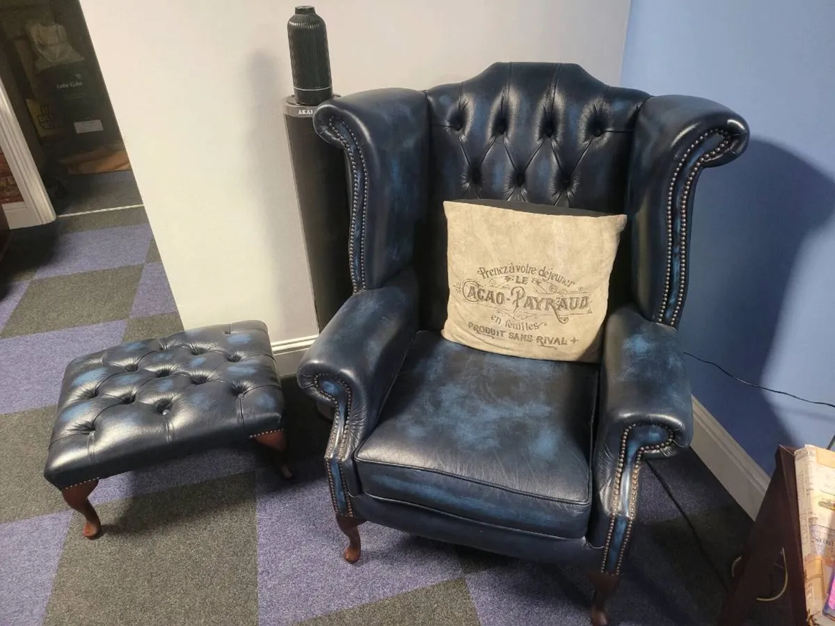 Chesterfield sofa ,armchair and footstool - Image 3