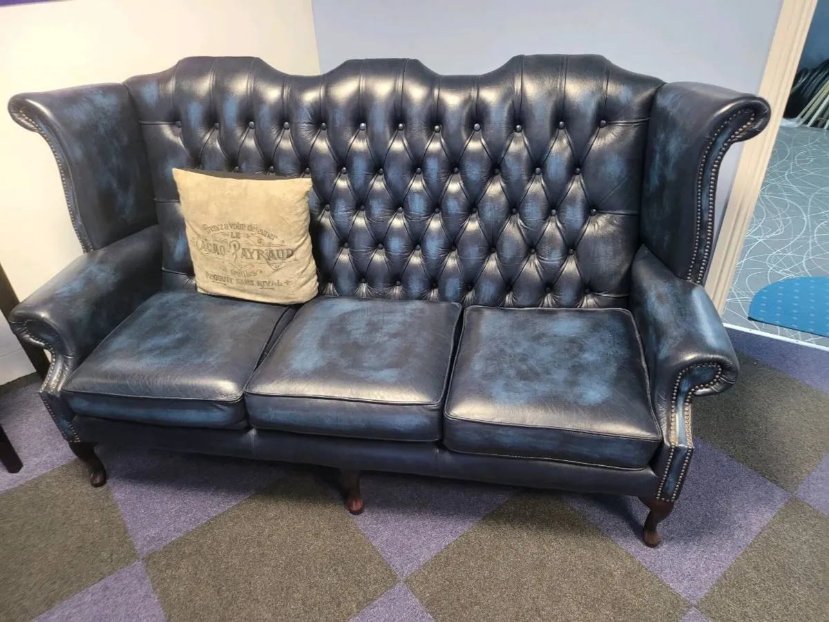 Chesterfield sofa ,armchair and footstool - Image 4