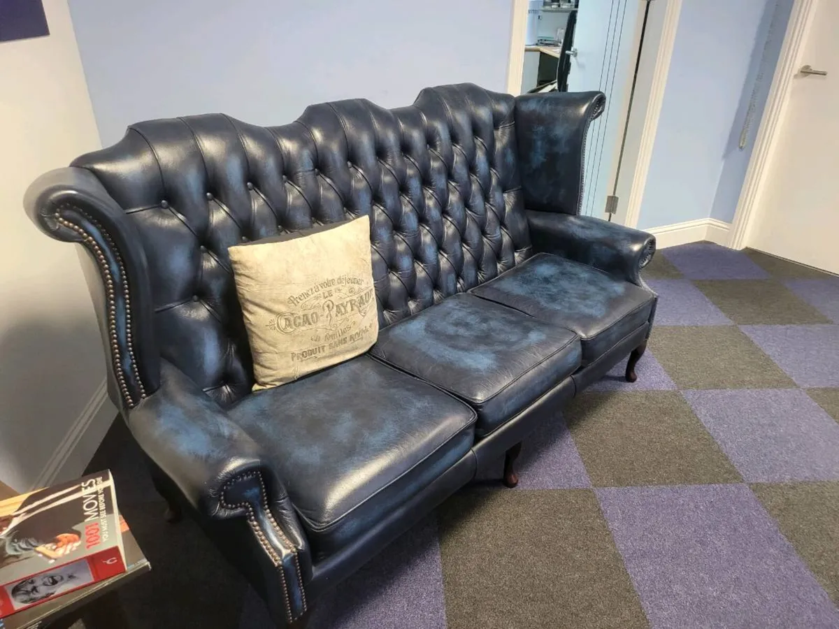 Chesterfield sofa ,armchair and footstool - Image 2