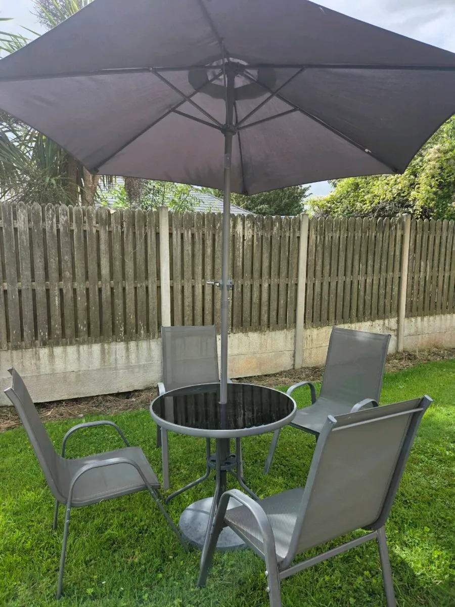Outdoor Table and Chairs & Umbrella with stand