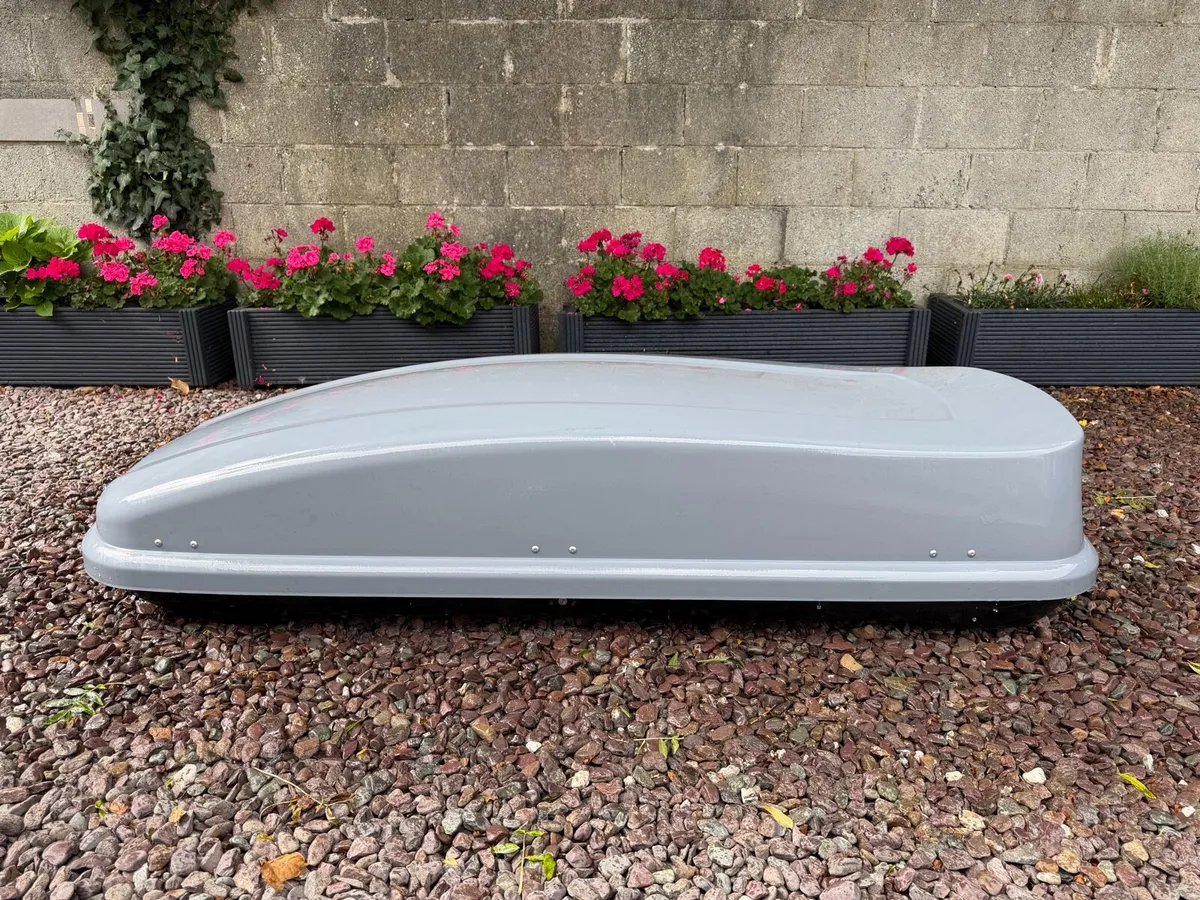 470L Halfords Roof Box Grey + Rack - Image 1