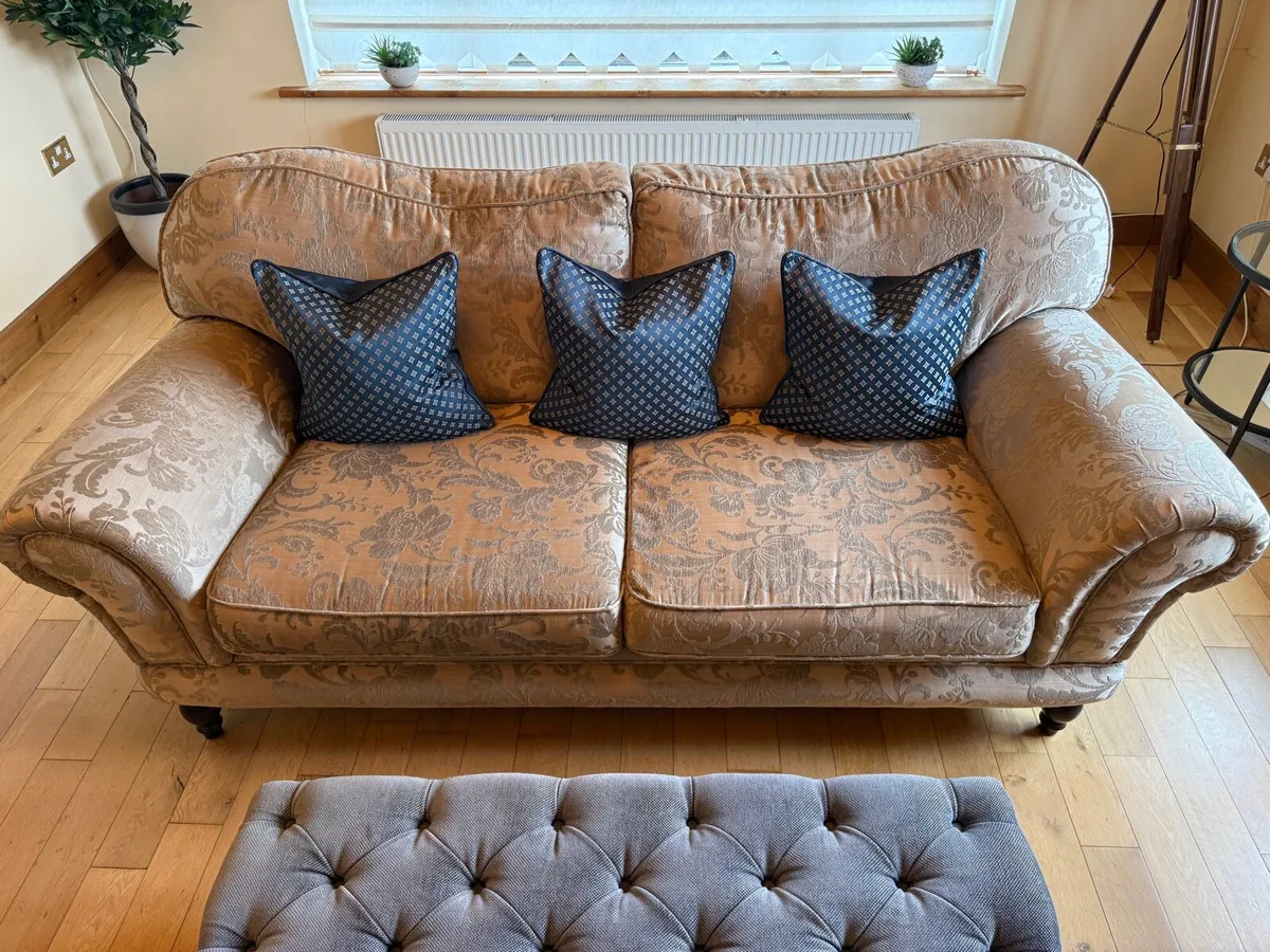 Luxury Sofa Suite with Footstool & Cushions - Image 3