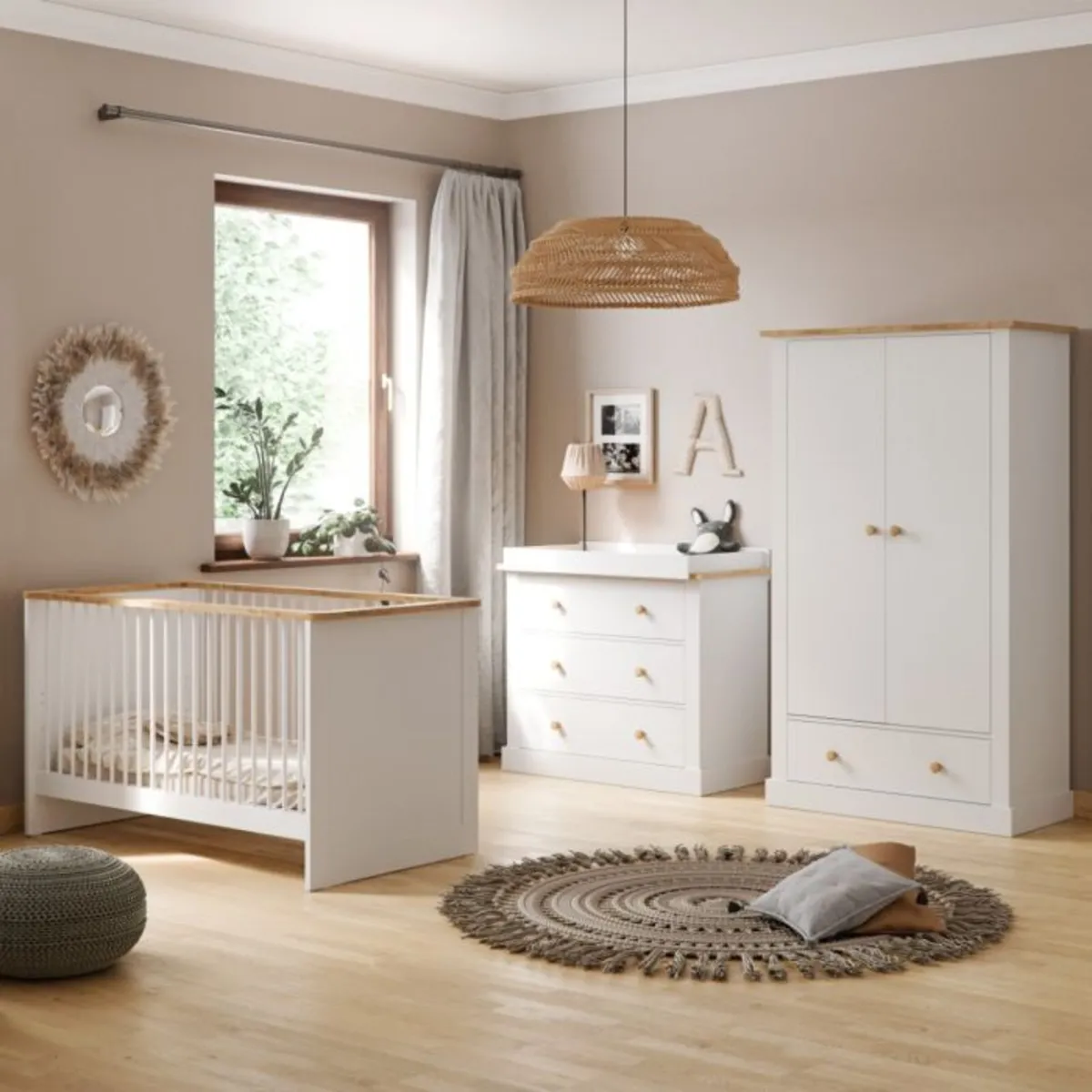 Cot/cotbed, chest of drawers, wardrobe - Image 1