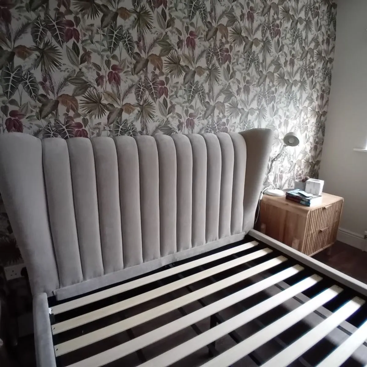 Nearly new Taupe King size bed - Image 1