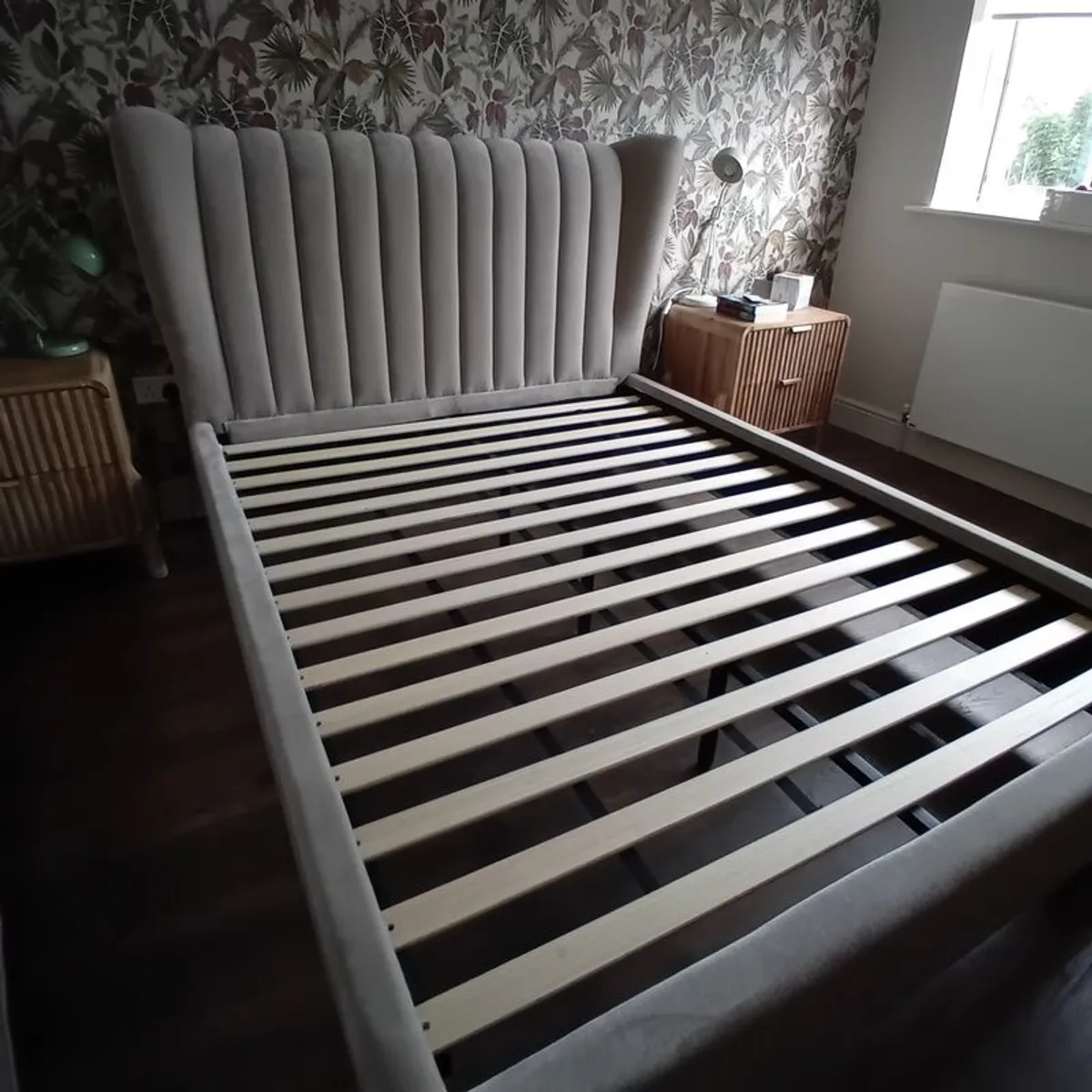Nearly new Taupe King size bed - Image 2