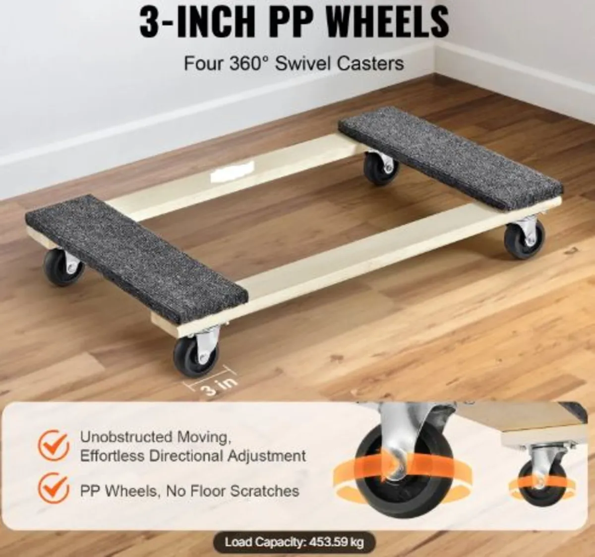 Furniture Dolly, 1000 lbs Load Capacity, 18" x 30 - Image 2