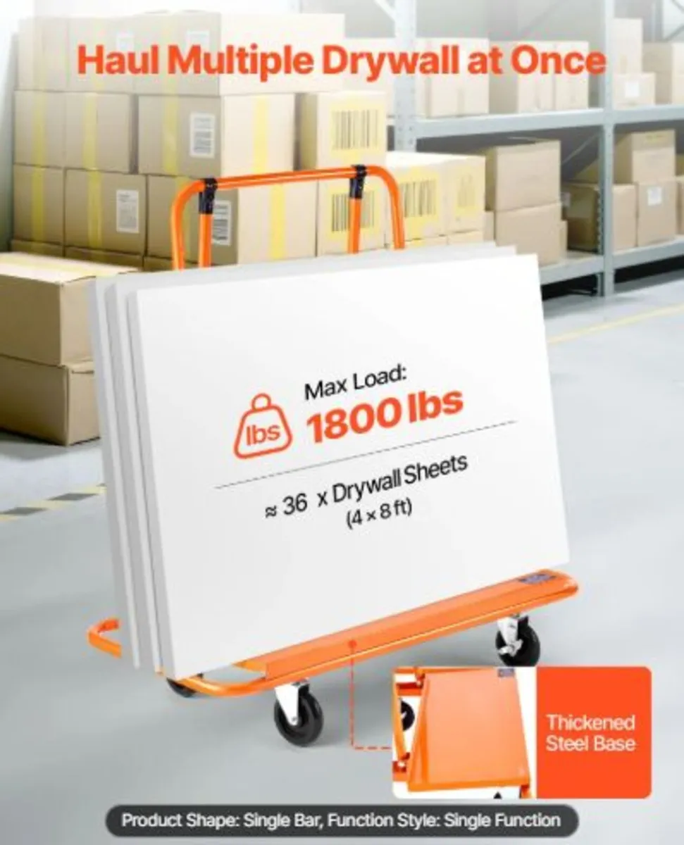 Drywall Cart Dolly, 816 kg Load Capacity, Steel - Image 2