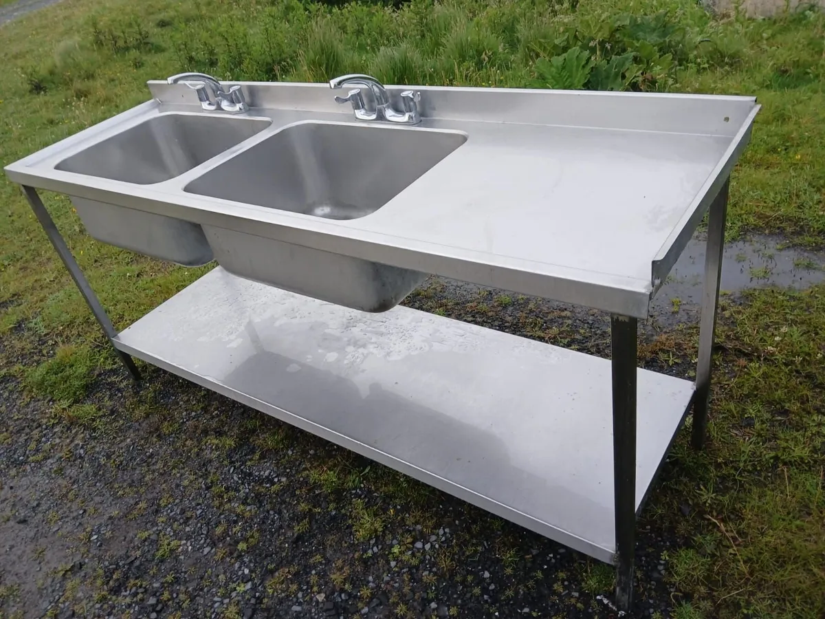 Staneless steel cabbinet double sink unit complete - Image 1