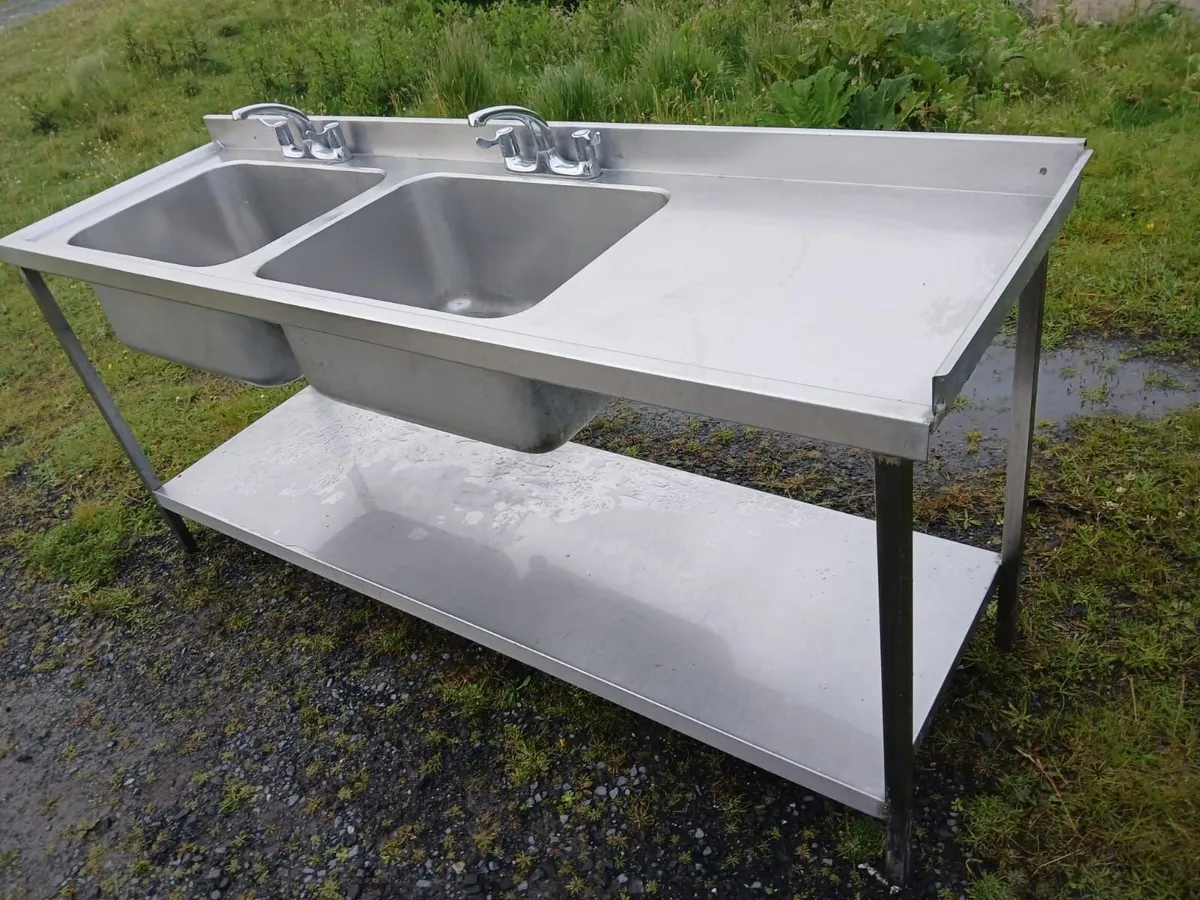 Staneless steel cabbinet double sink unit complete - Image 2