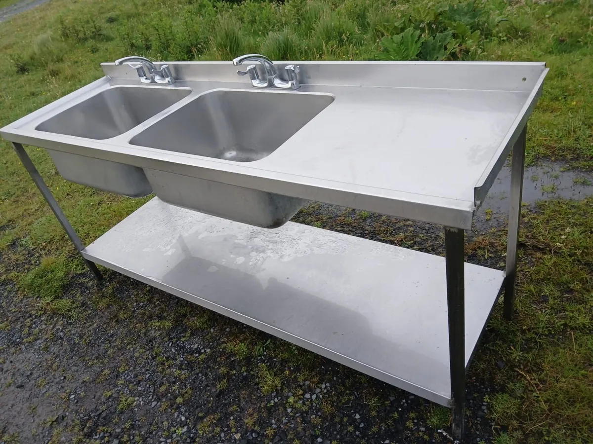Staneless steel cabbinet double sink unit complete - Image 3