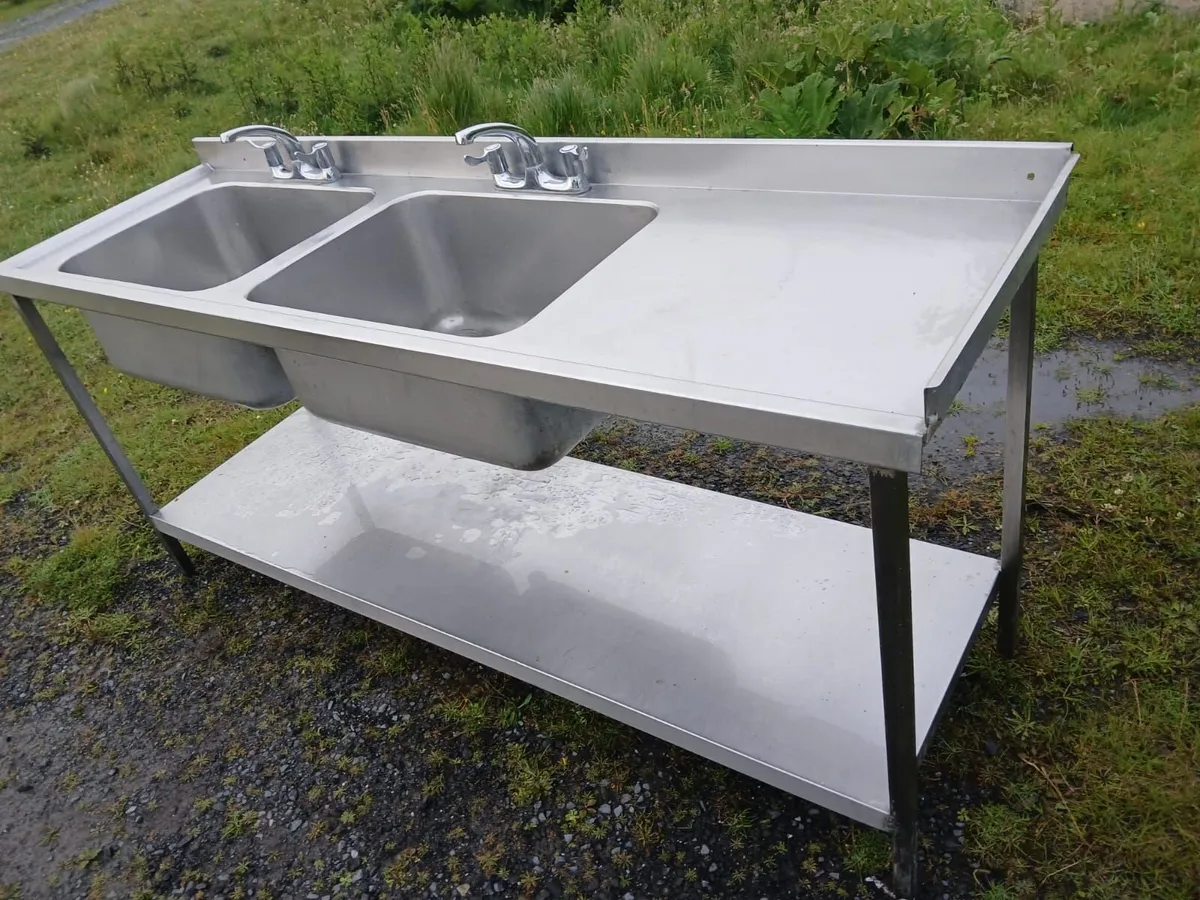 Staneless steel cabbinet double sink unit complete - Image 4