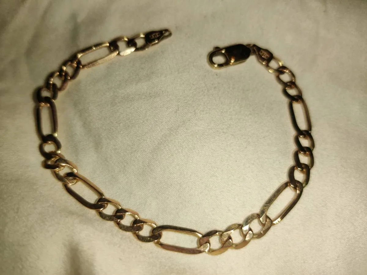 SOLID WIDE FIGARO, 9CT Gold 6.59g 8"Long Bracelet - Image 1