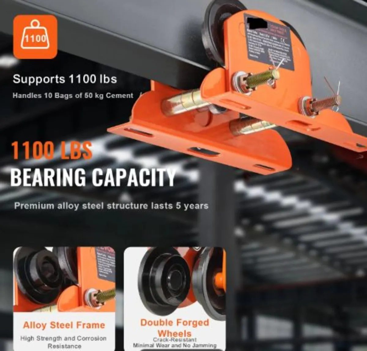 Electric Hoist Manual Trolley, 499 kg/0.5 Ton - Image 3