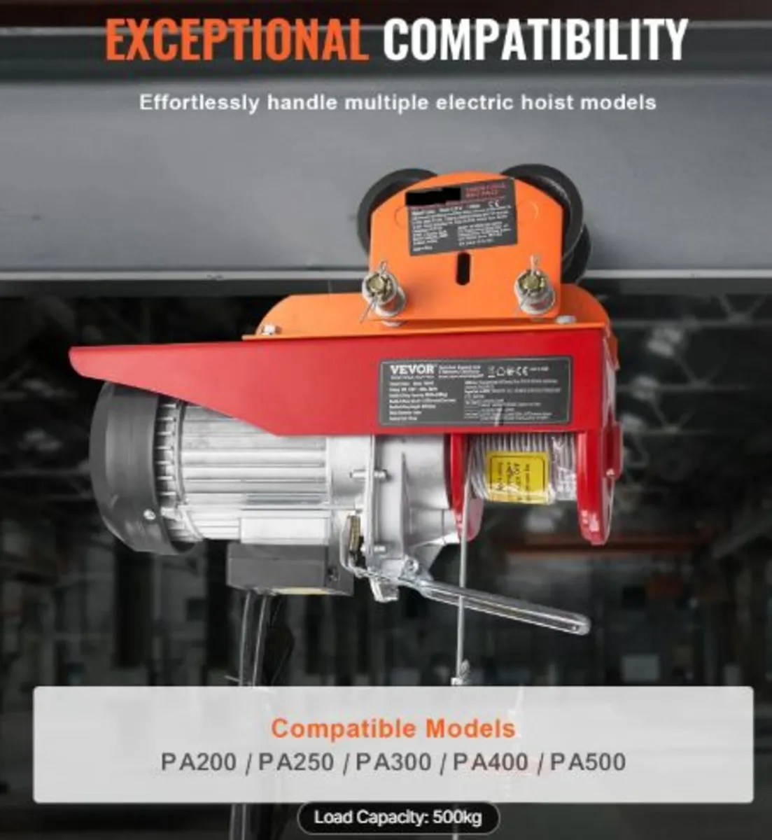Electric Hoist Manual Trolley, 499 kg/0.5 Ton - Image 2