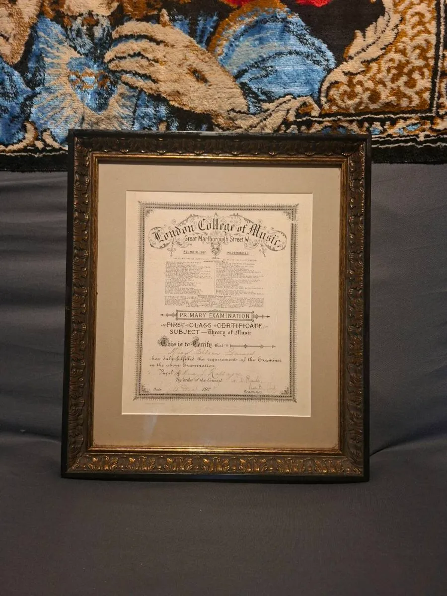 Antique London College of Music framed Certificate - Image 3