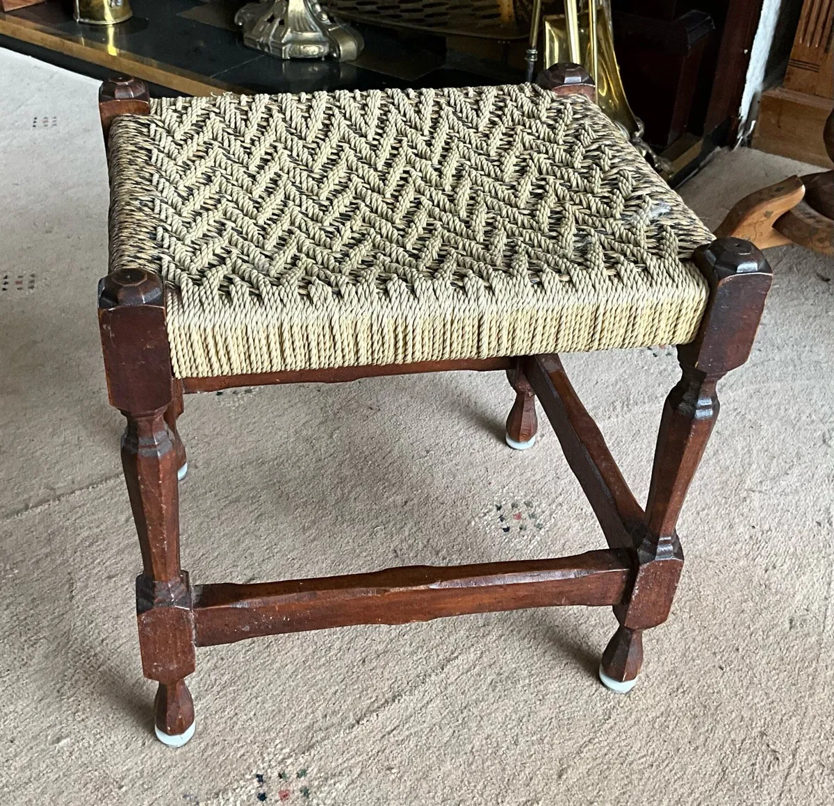Rare Vintage Woven Rope Stool - Image 1