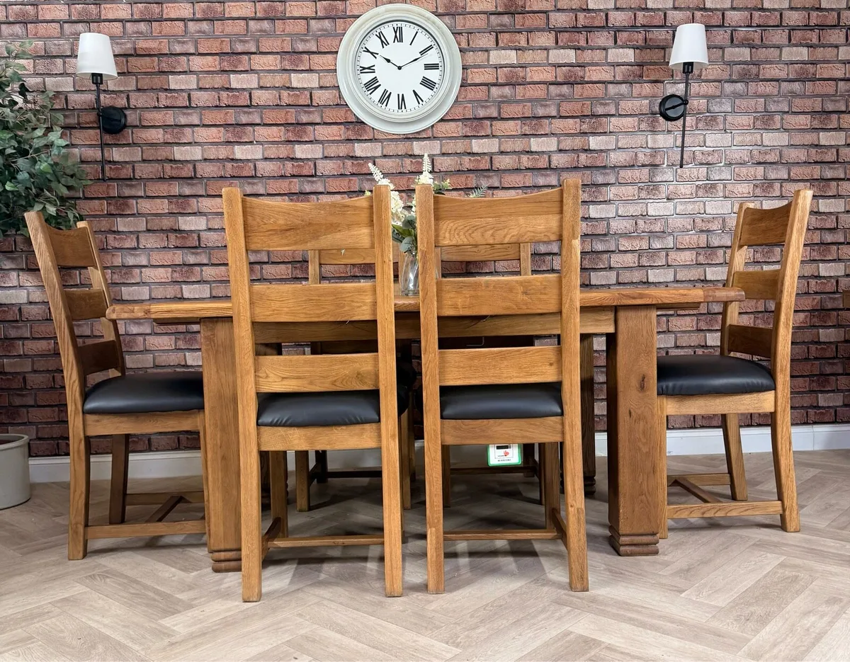 Extending Danube oak kitchen table&6 chairs new co - Image 2