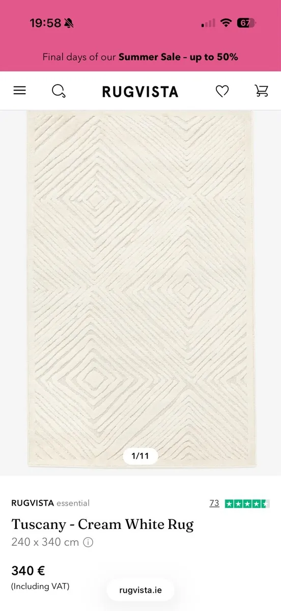 Rugvista, Tuscany - Cream White Rug - Image 1