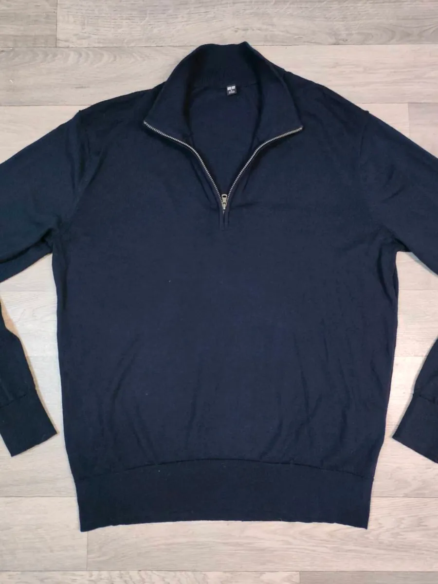 Uniqlo Merino Wool Half Zip Jumper Mens Medium - Image 2