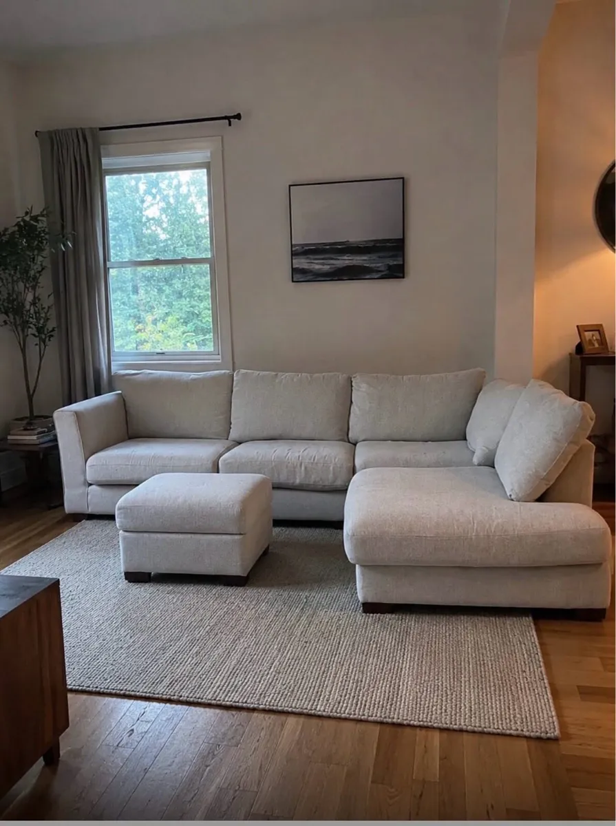 Large dfs grey corner sofa/couch & footstool - Image 1