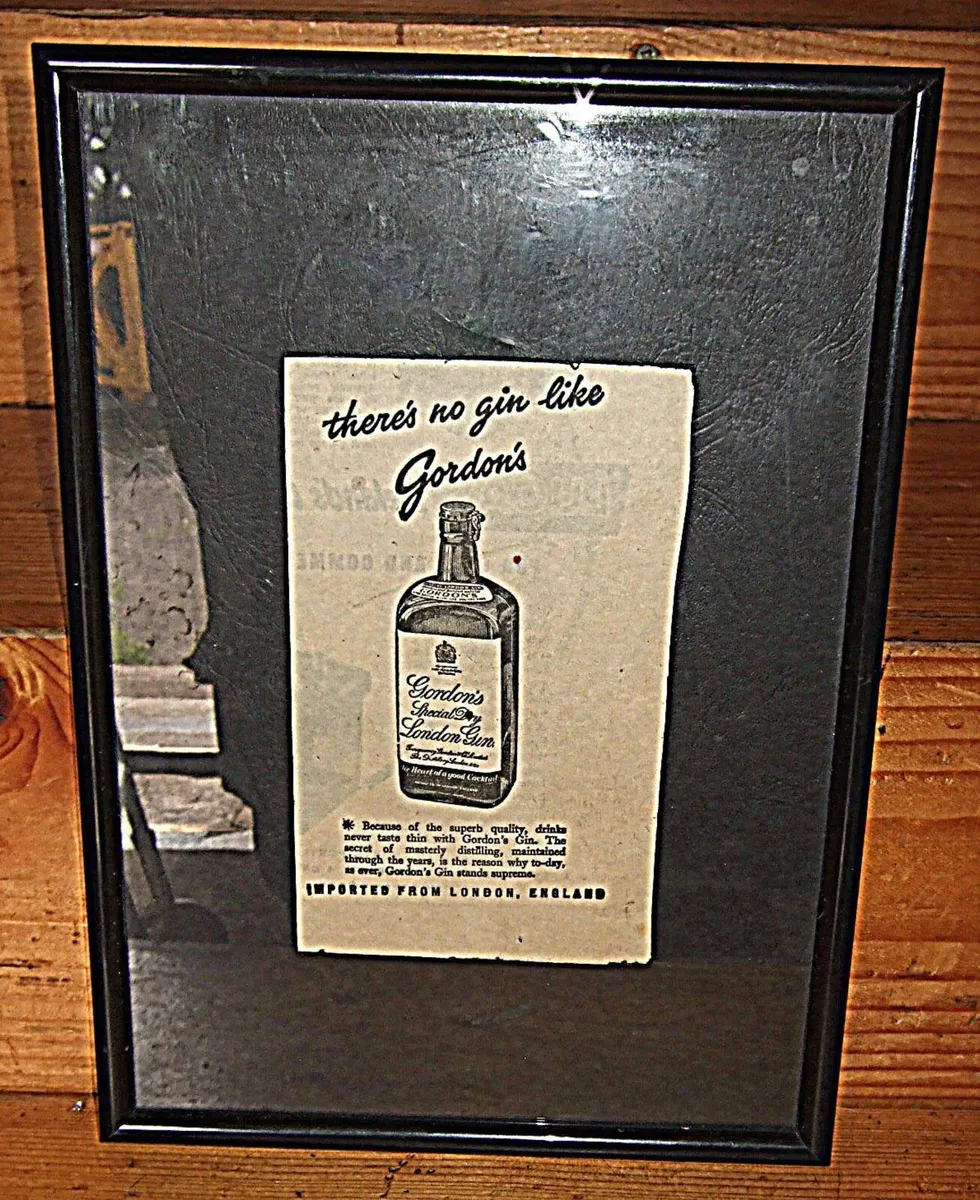 Framed Vintage Gordon's Gin Ad – Authentic - Image 1