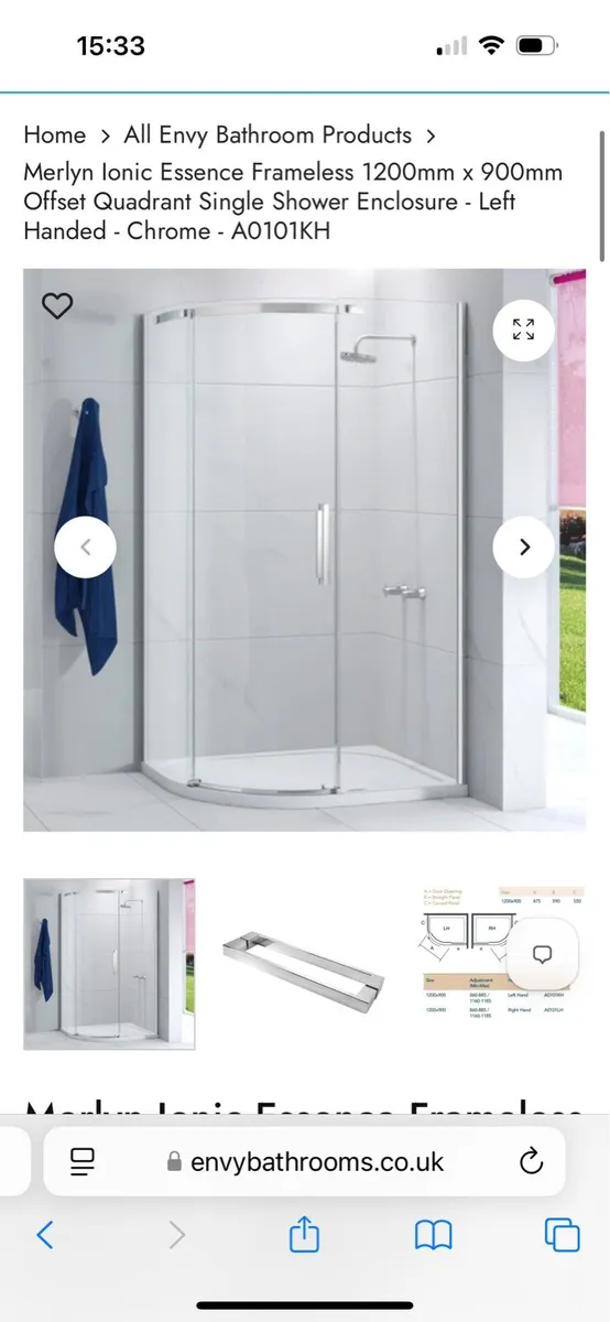 Merlyn 900 x 1200 offset quadrant shower enclosure - Image 2