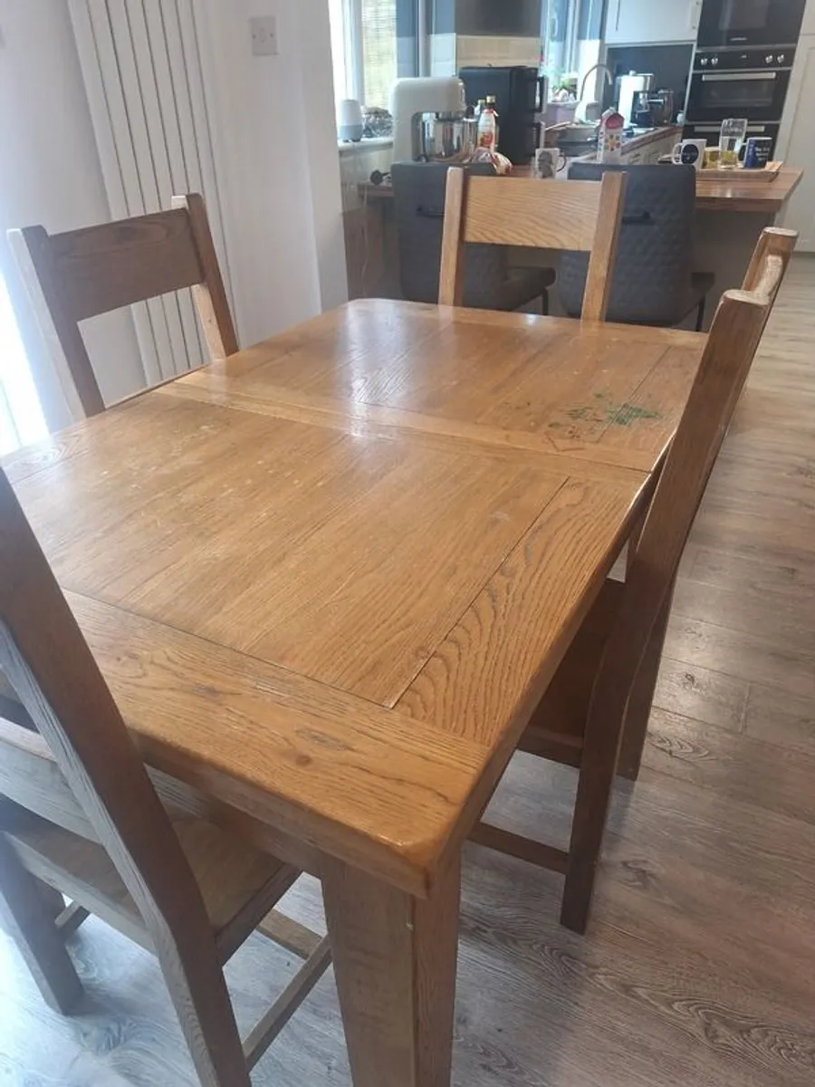 Oak Dining Table, Chair and Matching Sideboard - Image 1