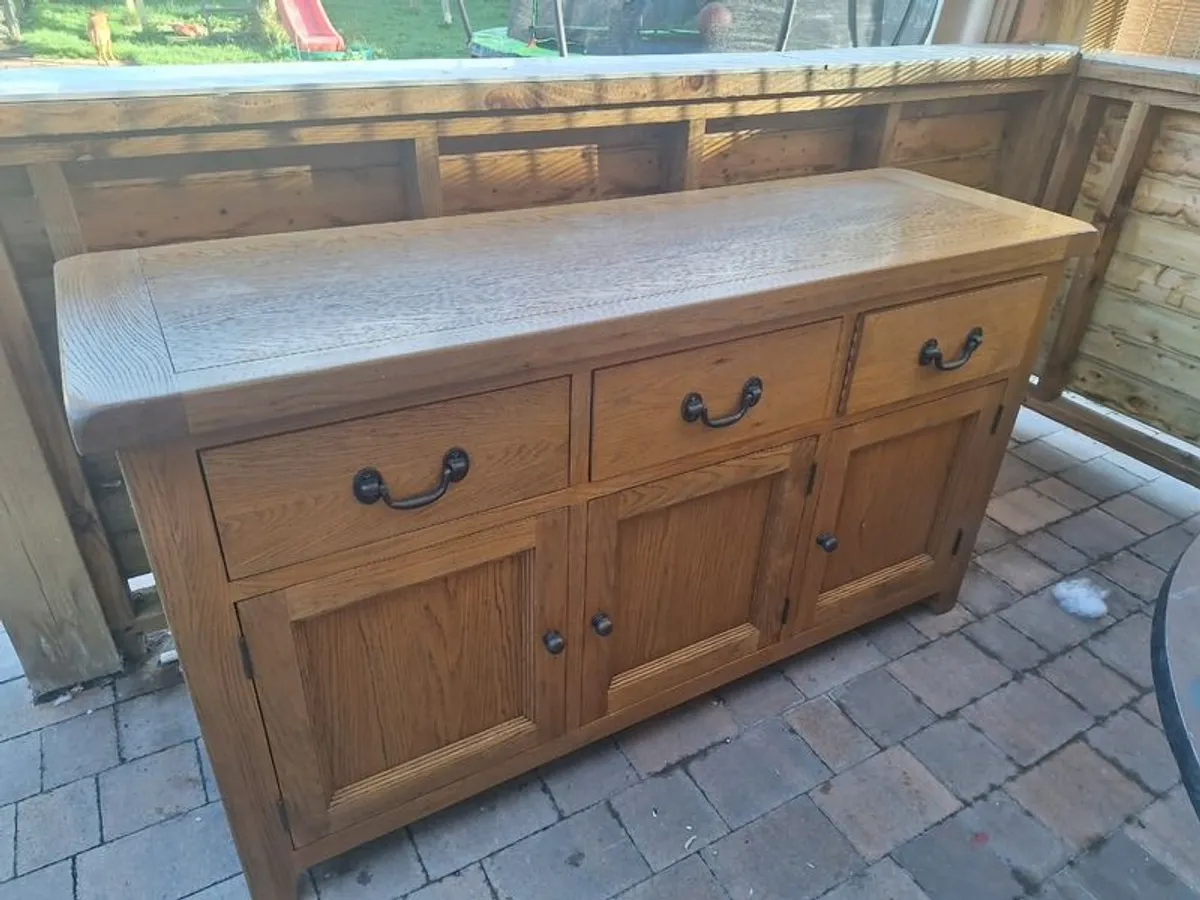Oak Dining Table, Chair and Matching Sideboard - Image 2
