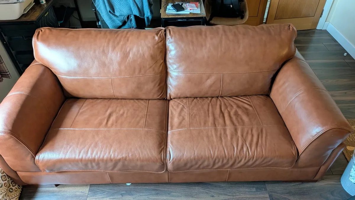 Genuine Leather sofa and armchair Free Delivery - Image 4