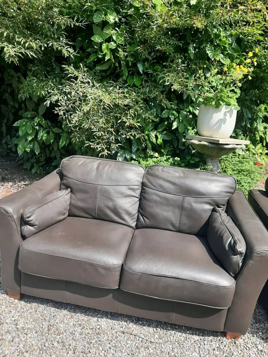 2 and 3 seater leather couch - Image 2
