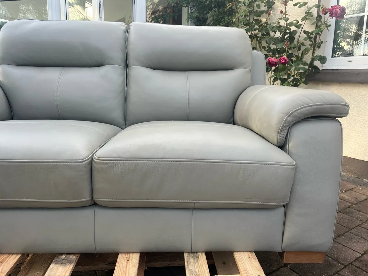 Alto 2 Seater Sofa | Leather | Olive Grey - Image 4