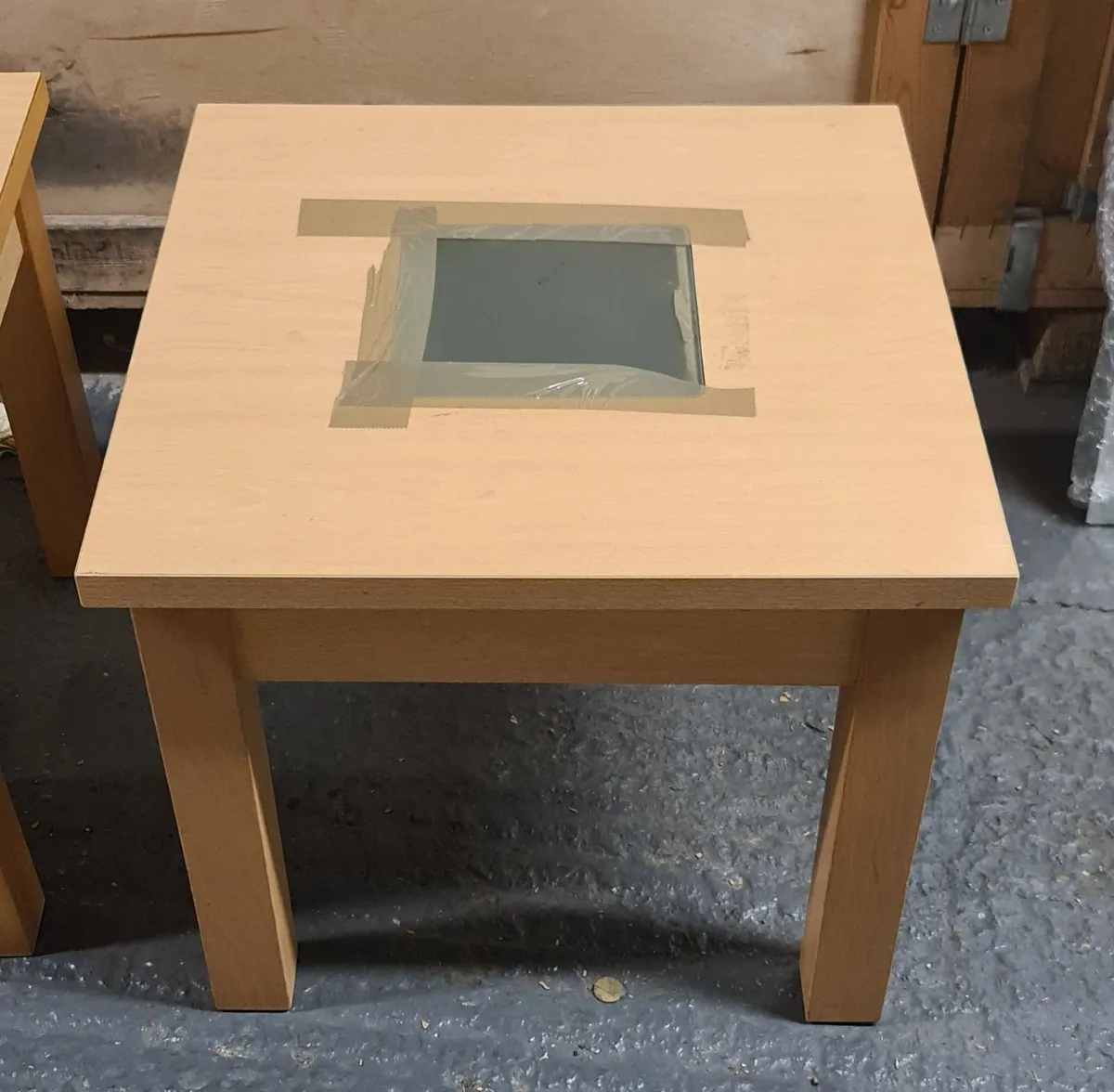 Pair of Small Side Tables with Center Glass Insert - Image 2
