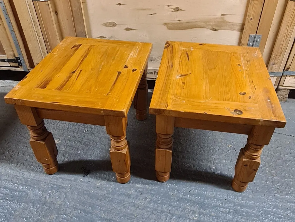 Pair of Solid Wood Wooden Side / Bedside Tables - Image 1