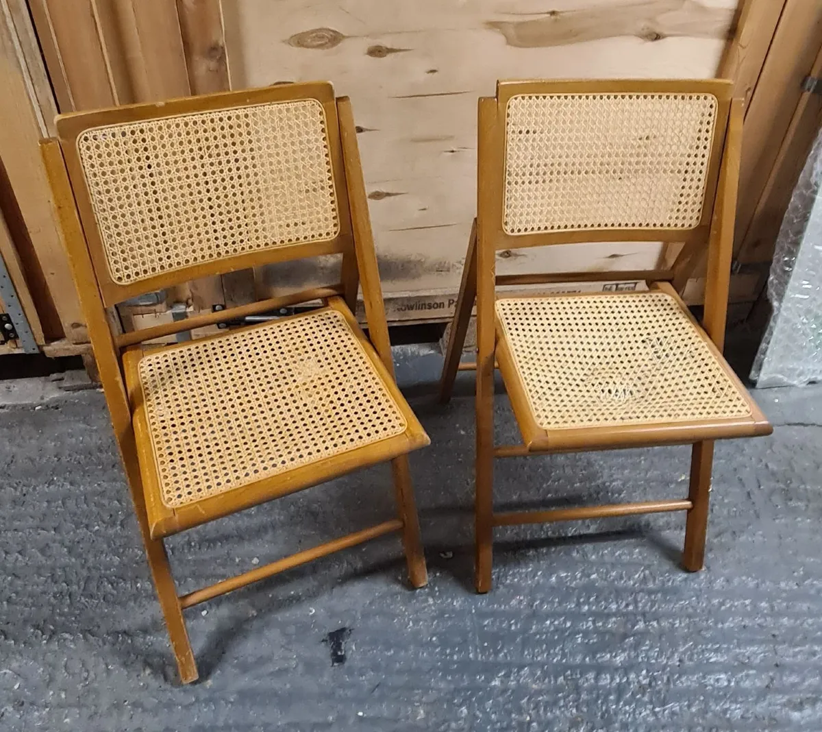 Pair of Vintage Wooden Folding Chairs - Image 1