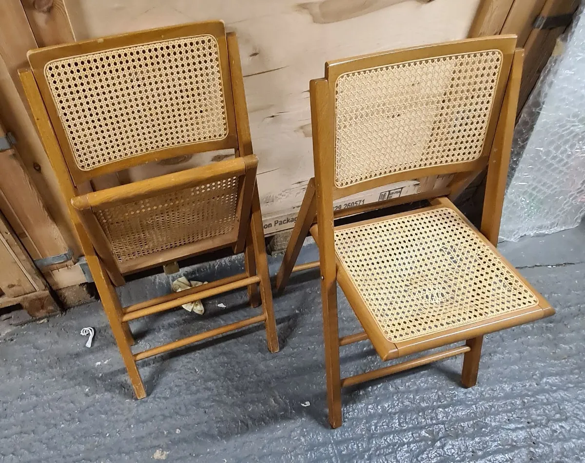 Pair of Vintage Wooden Folding Chairs - Image 3