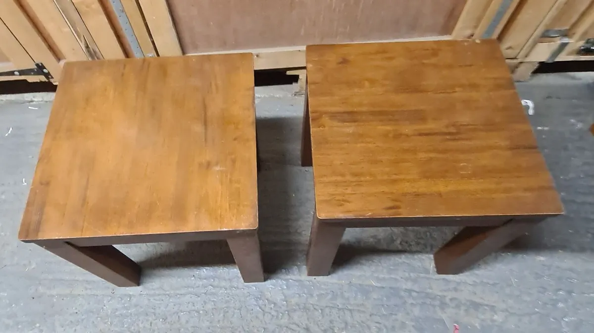 Pair of Wooden Square Side / Bedside Tables - Image 4