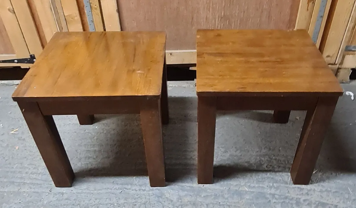 Pair of Wooden Square Side / Bedside Tables - Image 1